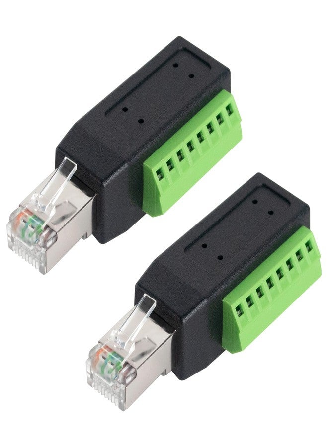 Poyiccot RJ45 Screw Terminal Breakout Board Adapter, 90 Degree RJ45 Screw Terminal Connector, Network Ethernet Adapter 8P8C Male to 8 Pin AV Extender for CCTV, Cat5, Cat6 (2-Pack) - Image 1